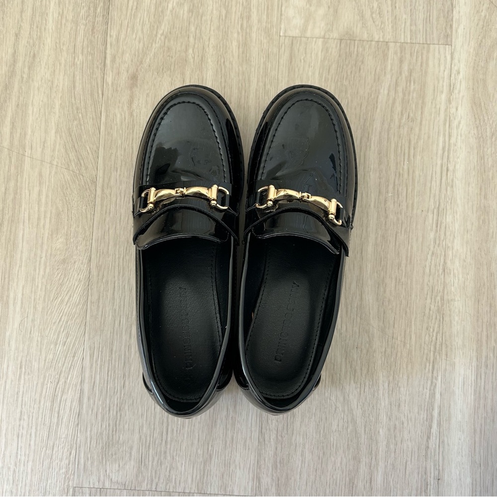 Princess Polly Black Patent Leather Loafers